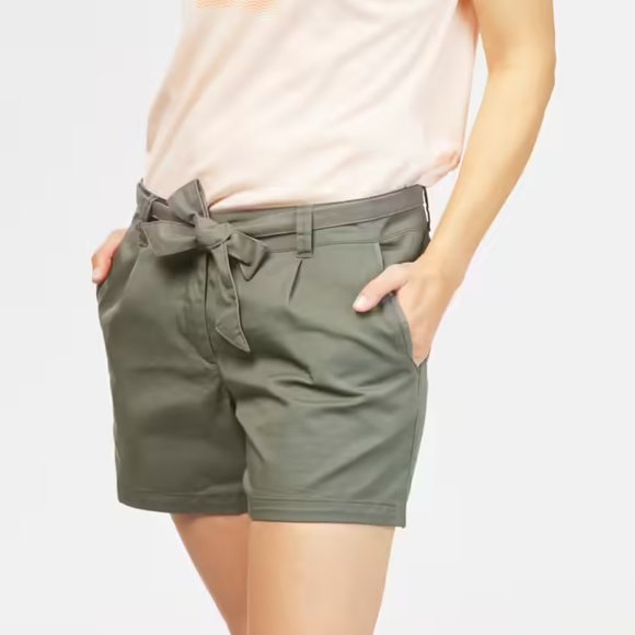 LOFT Green Belted Paperbag Waist Shorts - Size 0 - Picture 1 of 16